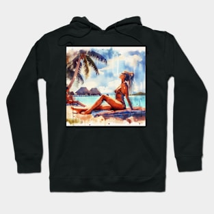 Artistic illustration of a beach scene Hoodie